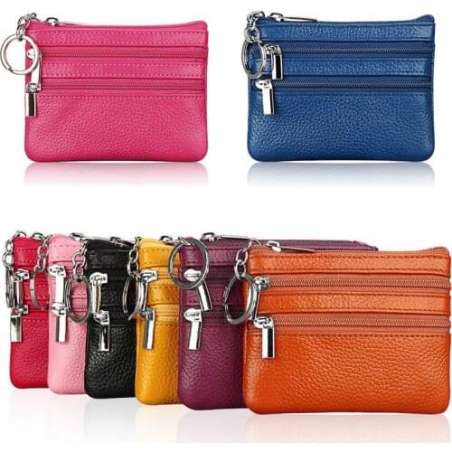 Fashion Leather Women Wallet Clutch Two Zip Female Short Small Coin Purse Brand New Design Soft Mini Card Cash Holder