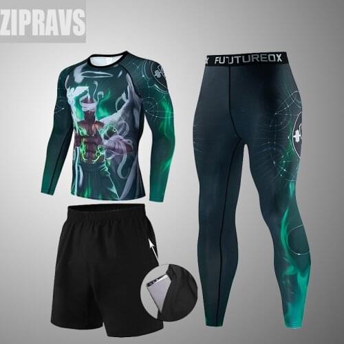 Mens compression sportswear 2-piece fitness tights training suits exercise jogging sports suits mens running sportswear