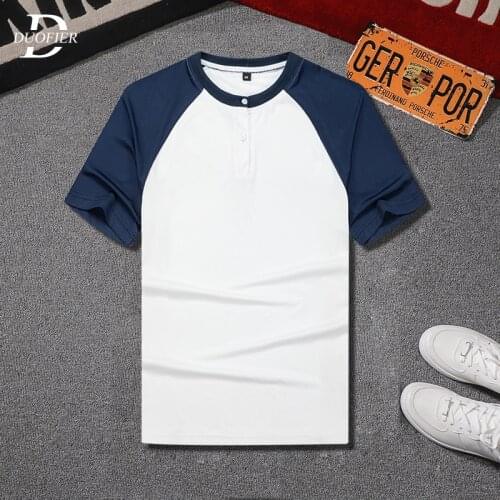 2021 Men T-shirts Casual Loose Solid Patchwork Tops Tees Shirts Summer New Mens Sportswear Short Sleeve O-Neck tshirts Clothing