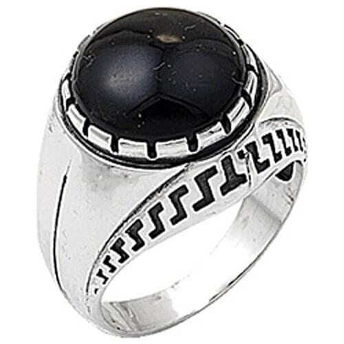 Silver 925 Sterling Pvc Capsules Stone Men 'S Ring