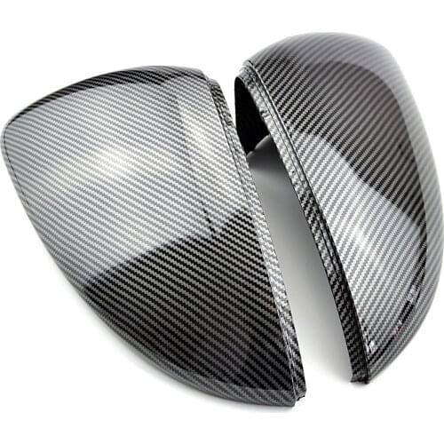 2 pieces For VW Golf MK7 7.5 GTI 7 7R Mirror Covers Caps RearView Mirror Case Cover Carbon Look Bright Black Matte Chrome Cover