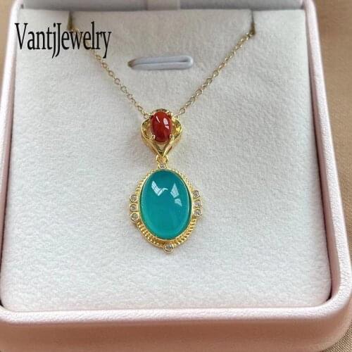 Natural Amazonite Pendant Sterling 925 Silver Necklace Nanhong Gemstone for Women Wedding Birthday Party Jewelry Gift