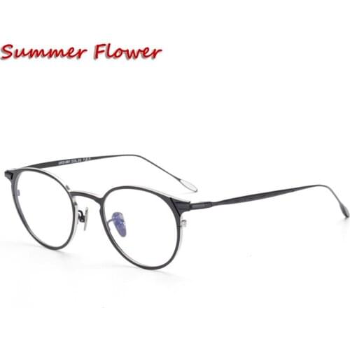 Men Round Eyewear Frame Retro eyeglasse Pure Titanium Fashion Glasses for Women Top Quality Spectacle