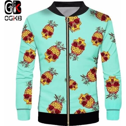 OGKB 2018 Spring Fall Causal Men/women 3d Printed Pineapple With Sunglasses Cool Funny Jacket Unisex Long Sleeve Sweatshirt 6xl