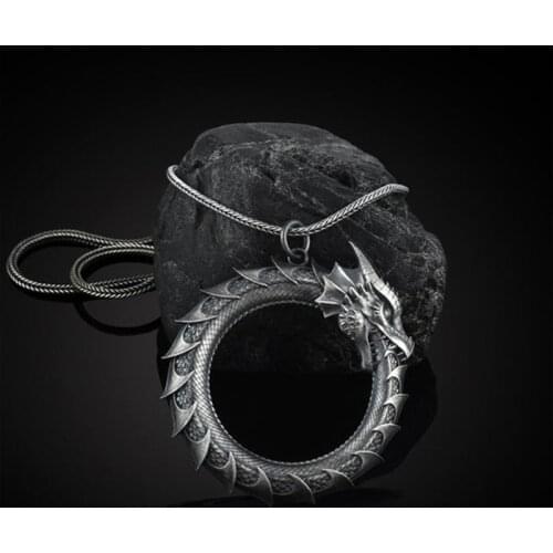 Personality Snake Pendant Necklace Domineering Mens Punk Hip Hop Metal Dragon Necklace Punk Long Chain Male Jewelry Accessories