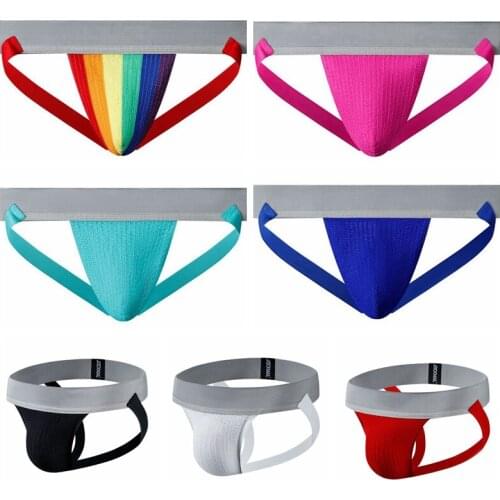Sexy Gay Jockstraps Fashion Mens Underwear Gym Sports Shorts Seamless Thong Boy T-back Sissy G-string
