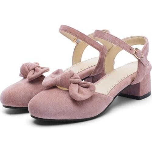 FERLENZ Big Size 8 9 10 11 12 Sweet bow-tie casual shoes with thick heels