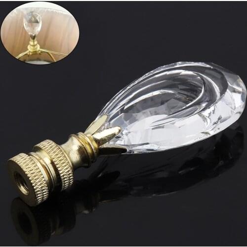 Crystal Finial Lamp Decorative Head Lamp Finial Cap Knob Brass Base for Lamp Shade Curtain Rod Screw Cap