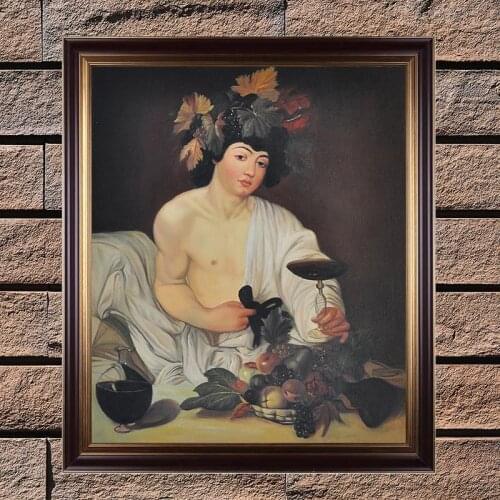 Classic Oil Painting Reproduction Bacchus Caravaggio Painting Replica Museum Quality Handpainted Figure Painting Canvas Wall Art