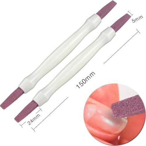2pcs Quartz Polishing Pen Nail Cuticle Hangnails Remover Washable Dead Skin Pusher Trimmer Manicure Nail Art Tool Grinding Rods