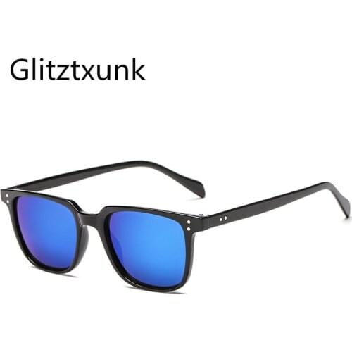 Glitztxunk Men & Women Sunglasses Fashion Nail Decorative Sun Glasses Korean Trend Square Frame UV400 Driving Sunglasses Woman