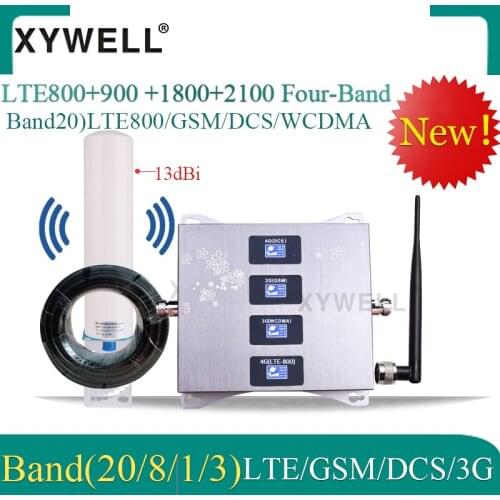 4g 800/900/1800/2100mhz Four-Band Cell Phone Booster Cellular Amplifier GSM Mobile Signal Booster 2G 3G 4G LTE Cellular Repeater