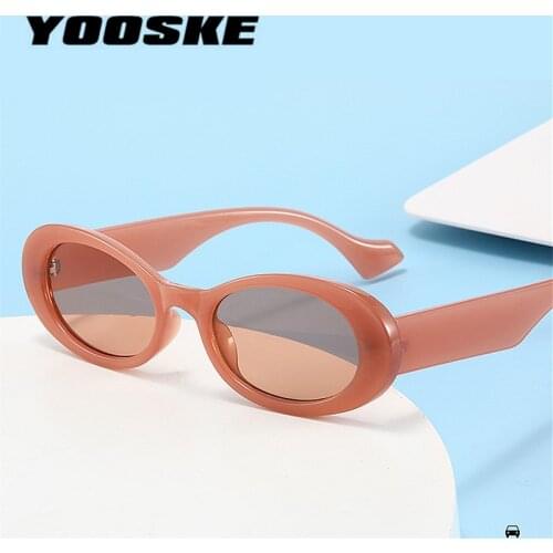 YOOSKE Vintage Oval Sunglasses for Women Men Retro Brand Designer Small Sun Glasses Gradient Round Eyewear UV400