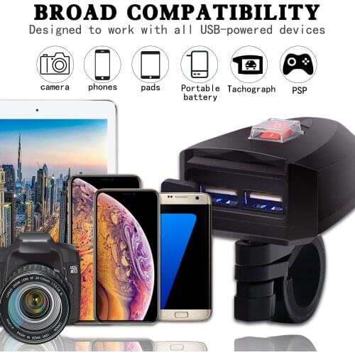 5V Motorcycle Dual USB Charger Quick Changer 12V-24V Power Supply Adapter Universal Charger Motocycle Accessries