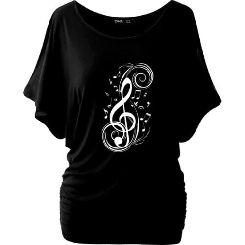 Women Musical Note graphic t shirt Music women fashion Bat sleeve Cotton Casual Funny t shirt For Girl Top Tee Plus Size