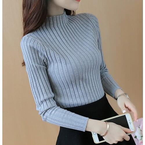 Woman Autumn and Winter New Korean Half Turtleneck Sweater Jacket Womens Long Sleeve Set Head All-match Knitted Sweater