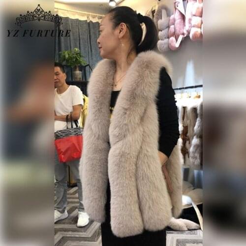 New Real Fox Fur Vest Winter Vest Women Fashion Fox Fur Long Style Pelt Fur Coat For Women