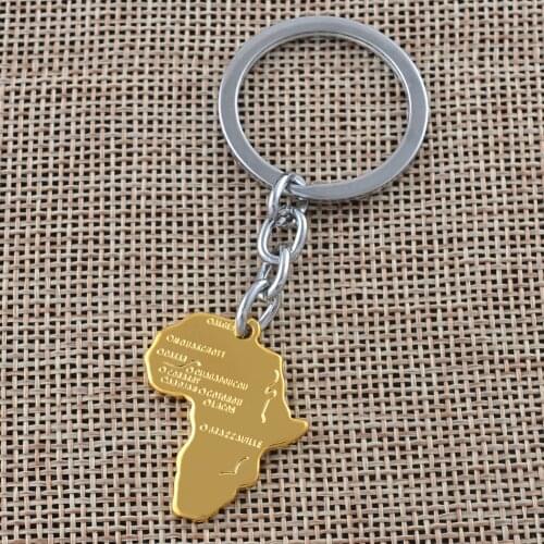 Gold Color Map of Africa Key Chain Liberia Sultan Egypt Gifts Fashion Keyring Jewelryfor Women Men #J0599