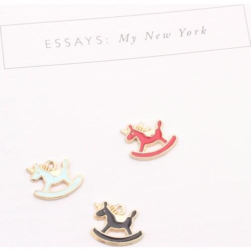 Daisies 10pcs Alloy Enamel Trojan Horse Charms DIY Pendant Gold Color Charms Handmade Jewelry for Necklace Bracelet Making