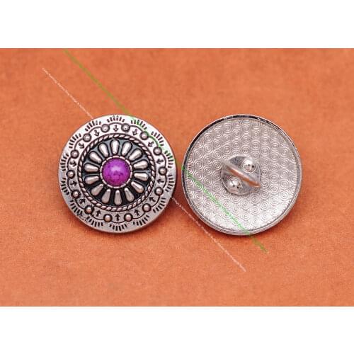 10X Southeast Tribal Silver Flower Red Turquoise Leathercraft Clothes Garment Accessories Keyring Sewing Concho Button