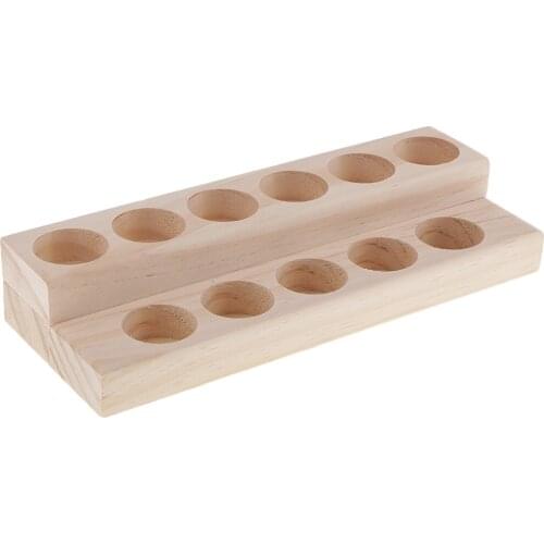 2 Tiers Unfinished Wooden Essential Oils Storage Rack, Solid Wood Essential Oils Nail Polish Display Holder