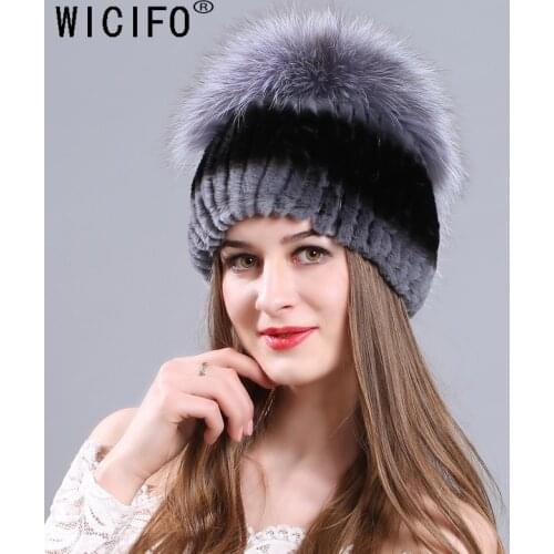 2019 Fur Winter Hat for Women 100% Real Rex Rabbit Fox Fur Hat Rex Rabbit Fur Caps lady winter warm Headwear Womens fur hats