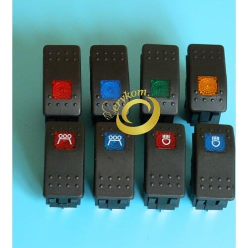 Daystar Auto Car Marine RV Motorcycle 12V 20A 220V 16A Boat LED Rocker Switch 4P DPST ON OFF Red Yellow Blue Green on/off 4 pins