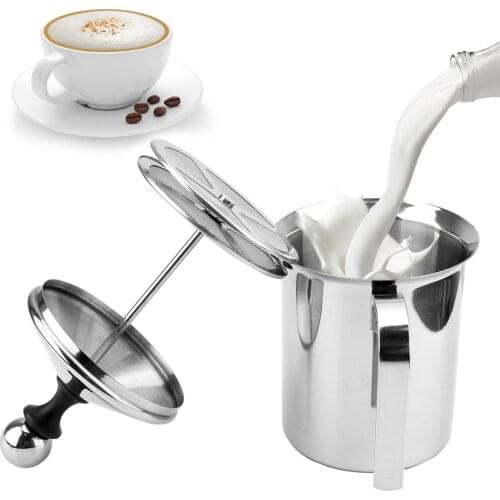 400/800ML Stainless Steel Manual Milk Frother Double Mesh Milk Creamer Milk Foam Mesh Coffee Foamer Kitchen Tools