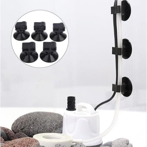 5pcs Black Aquarium Suction Cup Clip Oxygen Tube Power Cord Buckle Fish Tank Wire Finisher Hose Pump Aquarium Sucker