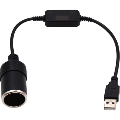 5V/12V Car Cigarette Lighter Socket USB Converter Adapter Wired Controller Female Socket Plug Connector Auto Accessories