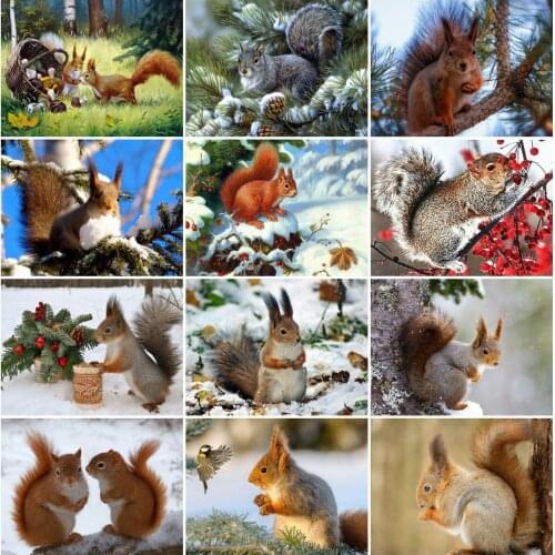 AZQSD Full Drill Diamond Painting Squirrel Cross Stitch Handicraft Diamond Embroidery Animal Mosaic Rhinestones Home Decor