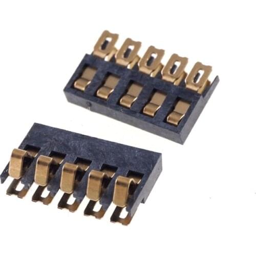 50 Pcs Surface Mount Spring Battery Connector 5 Pins 2.0 MM Pitch Male Contact 12V 2.0A SMT Power Charger RoHS Reach Cut Tape