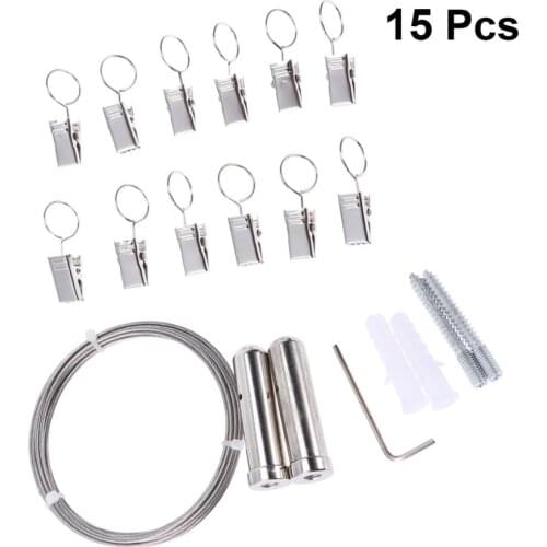 Clothesline Stainless Steel Wire rope Clothes Rope Line with 12 Clothespins Curtain Clips Windproof Clothes Drying Hanger Multi