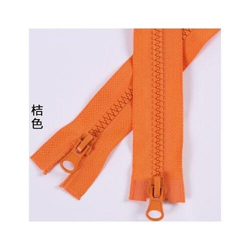 Free shipping 5pcs/lot 5# 150cm orange resin double-ended zipper down jacket coat zipper tent bag zipper double slider zipper