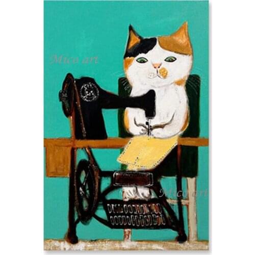Children Room Wall Decor Cartoon Cat Animal Oil Painting Canvas Picture Art Unframed Hot Selling Canvas Wall Decor Picture