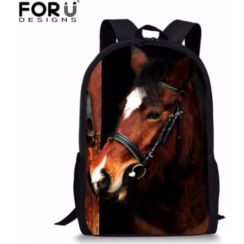 FORUDESIGNS Children Backpacks Primary School Bags For Students Lightweight Kids Backpacks Horse Printing Schoolbags mochila