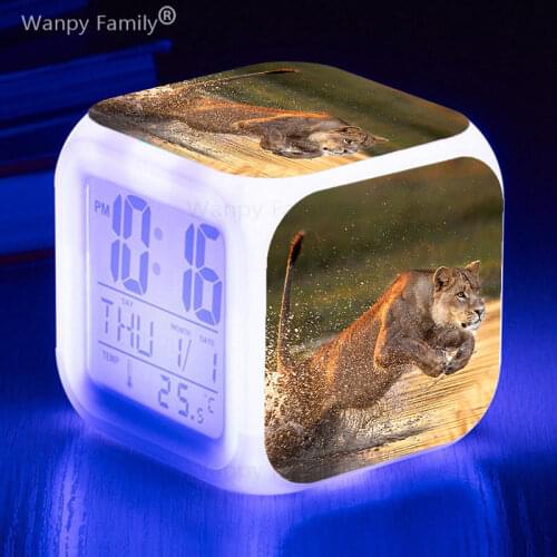[Wanpy Family] King of beasts Lion LED Color Changing Alarm Clock For Childrens room Bedside Desktop Digital Alarm Clock
