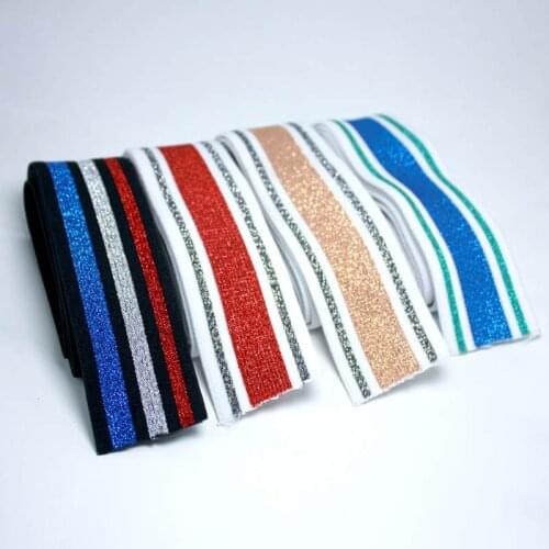 New Gold Silver Stripe Elastic Bands Ribbon Clothing Bags Trousers Elastic Rubber 4CM Webbing DIY Sewing Accessories