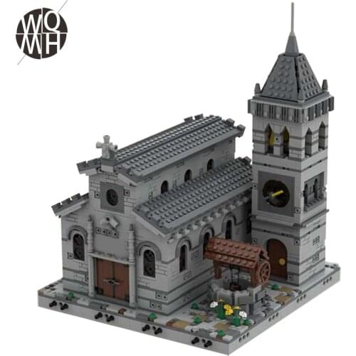 MOC Buildmoc Medieval Church Modular Notre-Dame Building Blocks Vintage Famous Church Architecture bricks Toys Children gift