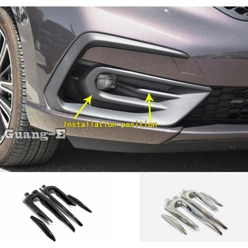 Car Cover Front Head Fog Light Lamp Detector Frame Stick Eyebrow ABS Trim Parts Garnish For Honda Fit Jazz 2020 2021