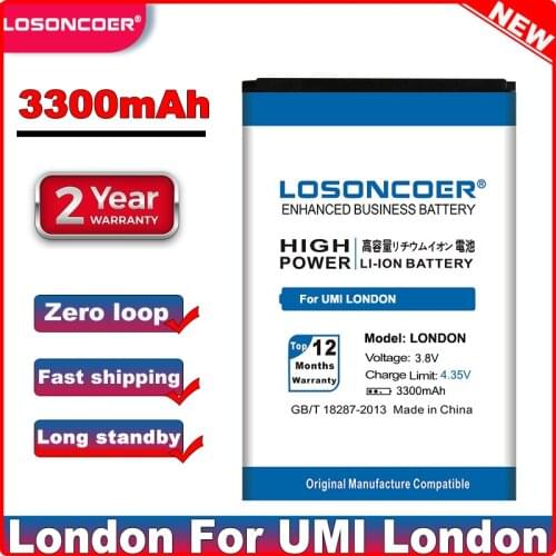 LOSONCOER 3300mAh LONDON For UMI LONDON Good Quality Mobile Phone Battery
