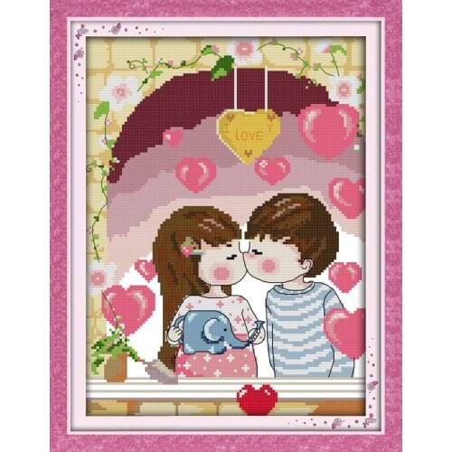 Love story(1) cross stitch kit cartoon 14ct 11ct count print canvas stitching embroidery DIY handmade needlework