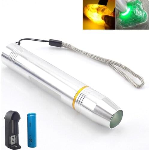 Mini Jewelry senter jade glare Q5 LED Stone flashlight jade flash light white lighting rechargeable 18650 battery stone Detector