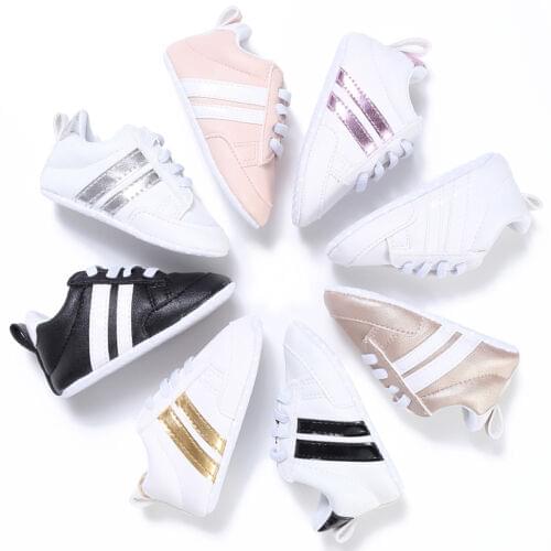 Fashion Kids Baby Unisex Sport Shoes Lace up Soft Sole Comfort PU Casual Prewalker Shoes