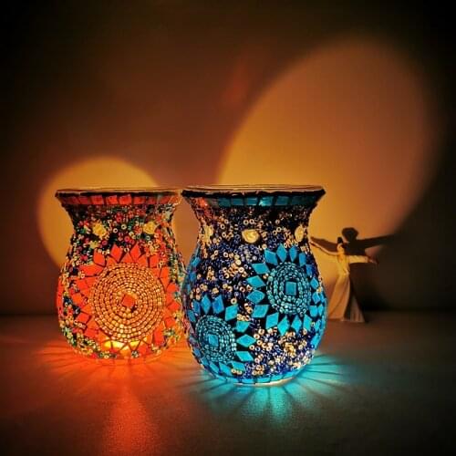Mosaic Candle Holder Retro Colorful Aroma Burner Bedroom Living Room Study Yoga Studio Handmade Craft Gifts Home Decoration
