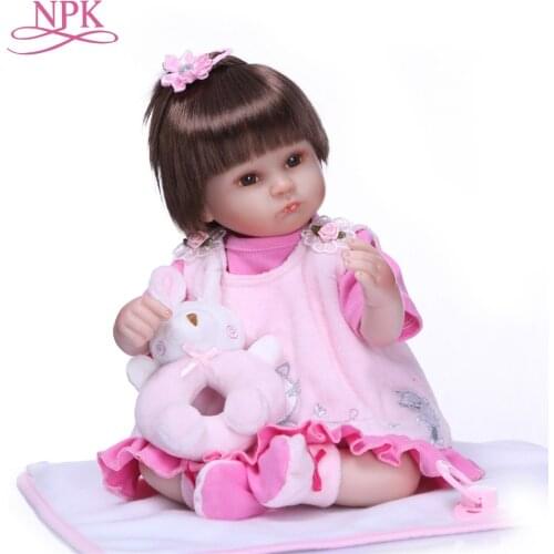 NPK 40CM New Handmade Silicone vinyl adorable Lifelike toddler Baby Soft Toys Baby Doll Alive For Bebes Reborn Brinquedo Toys