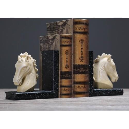 Set 2 Horse Head Bookends Art Bookend, 1 Pair, Antique Style, Heavy Weight, White Head