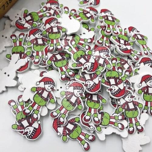 New 25/50pcs Mix Snowman Christmas Wood Scrapbooking Sewing Button WB319