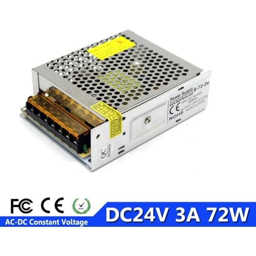 Single Output 24V 3A 72W Switch power Supply AC100-240V to DC24V Led Driver Adapter For Led Strip Modules Light CNC CCTV Printer