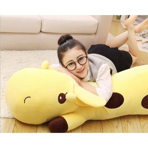 Huge lovely plush yellow giraffe toy big lying giraffe doll gift about 130cm 2697